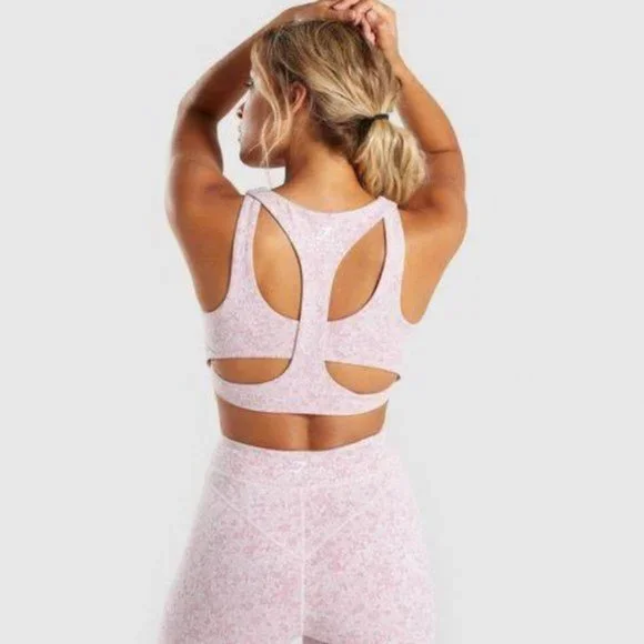 Gymshark Fleur Texture Moroccan Brick Marled Athletic Sports Bra Size Medium EUC - Picture 2 of 7